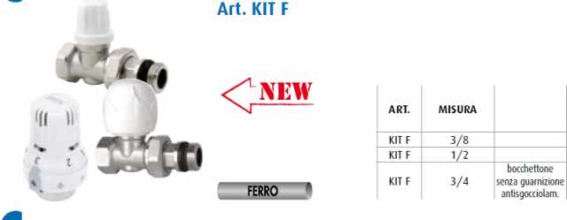 KIT DIRITTO COMPLETO DI TERMOSTATICA-VALVOLA-DETENTORE PER TUBO FERRO